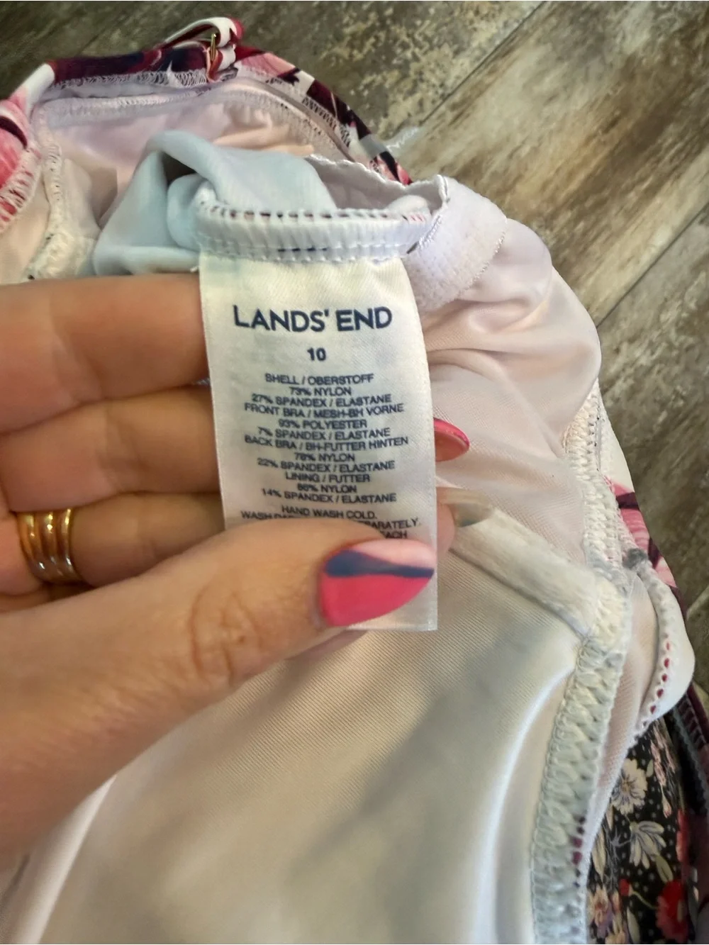 2 for $30 sale: Lands End red pink white floral orchid tankini swim top cups -